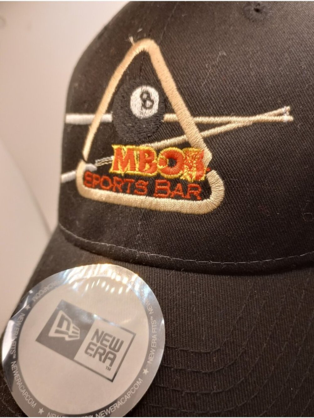 New Era Size S/M MBO5 Sports bar Hat Cap Black & White fitted Truckers cap S/M - Picture 6 of 11